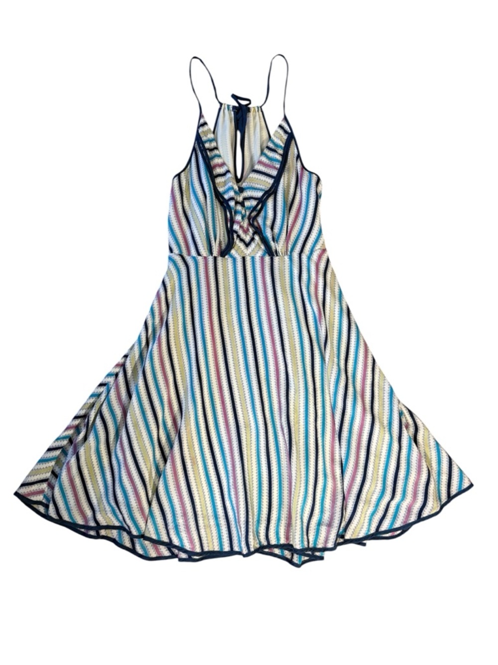 Anthropologie Girls from Savoy Silk Dress Drawstring Straps Full Skirt Size 6
